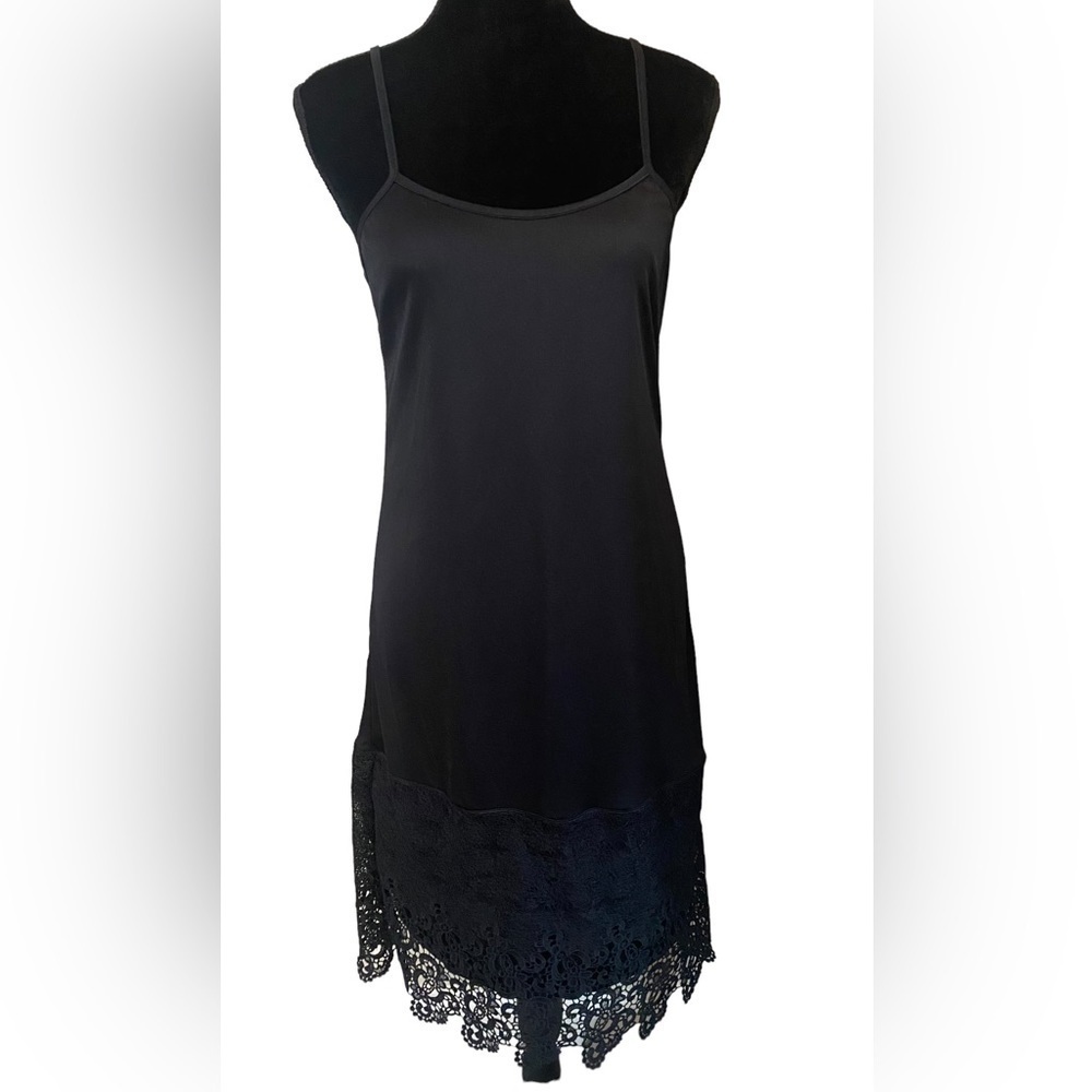 Eikosi slip dress spaghetti strap with crochet lace panel hem NWT sz M